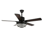 52 Inch Modern Ceiling Fan with LED Light and Remote Control, 6 Speeds DC Motor Reversible Ceiling Fan with DIY Shade