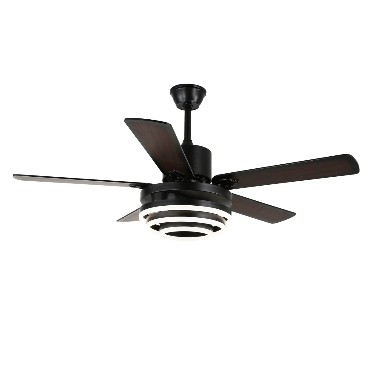 52 Inch Modern Ceiling Fan with LED Light and Remote Control, 6 Speeds DC Motor Reversible Ceiling Fan with DIY Shade