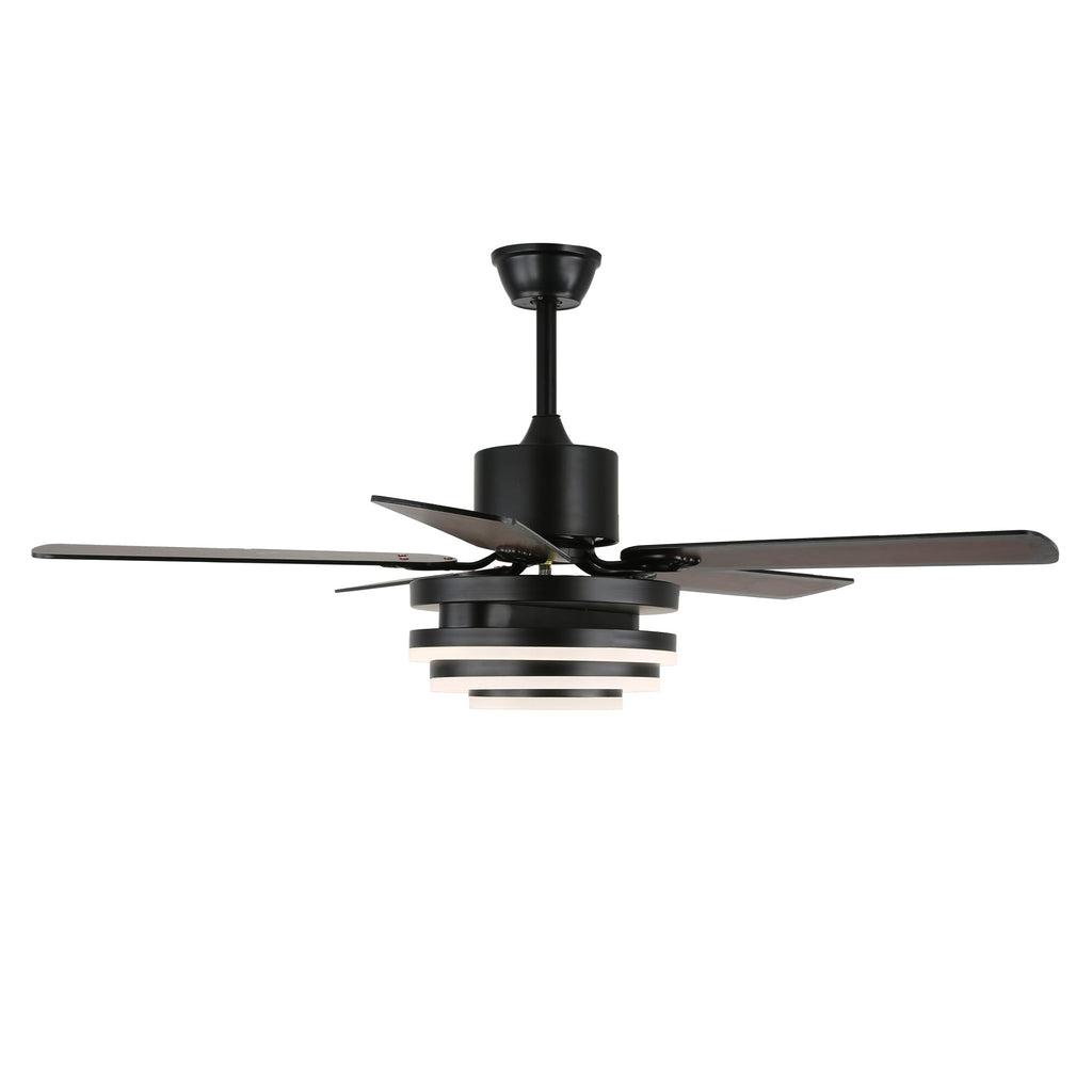 52 Inch Modern Ceiling Fan with LED Light and Remote Control, 6 Speeds DC Motor Reversible Ceiling Fan with DIY Shade