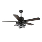 52 Inch Modern Ceiling Fan with LED Light and Remote Control, 6 Speeds DC Motor Reversible Ceiling Fan with DIY Shade