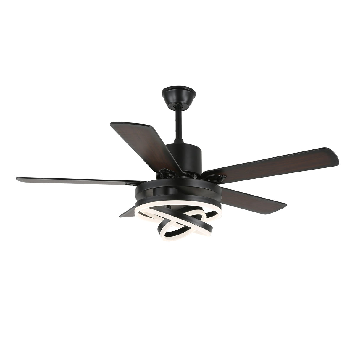 52 Inch Modern Ceiling Fan with LED Light and Remote Control, 6 Speeds DC Motor Reversible Ceiling Fan with DIY Shade