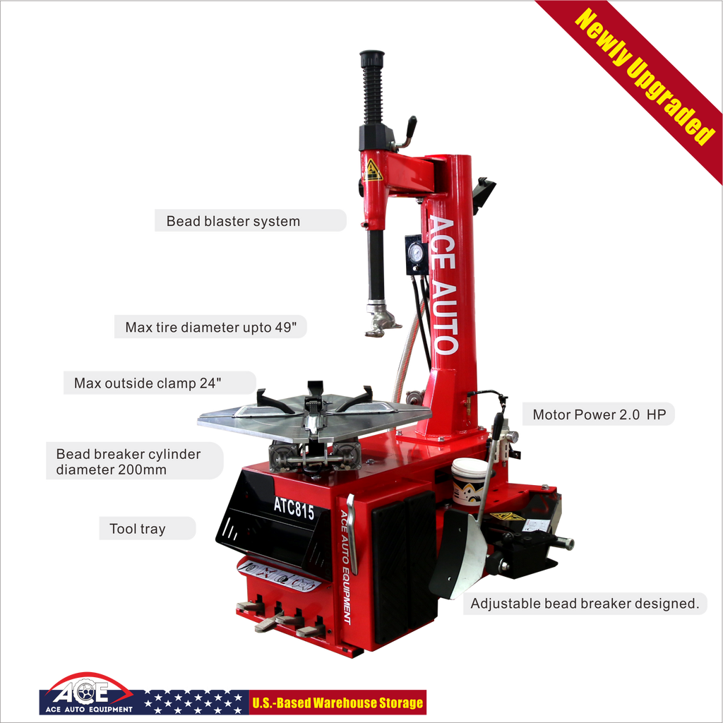 ACE Tire Changer ATC-815 – Electric/Air, 49" Max Wheel 2.0HP Motor Adjust bead breaker arm