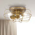 JAXON® 22" Flush Mount Caged Ceiling Fan- Aged Brass