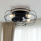 JAXON® 22" Flush Mount Caged Ceiling Fan - Matte Black