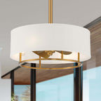 KAITI Fandelier 20" Drum Shade Ceiling Fan - Aged Brass
