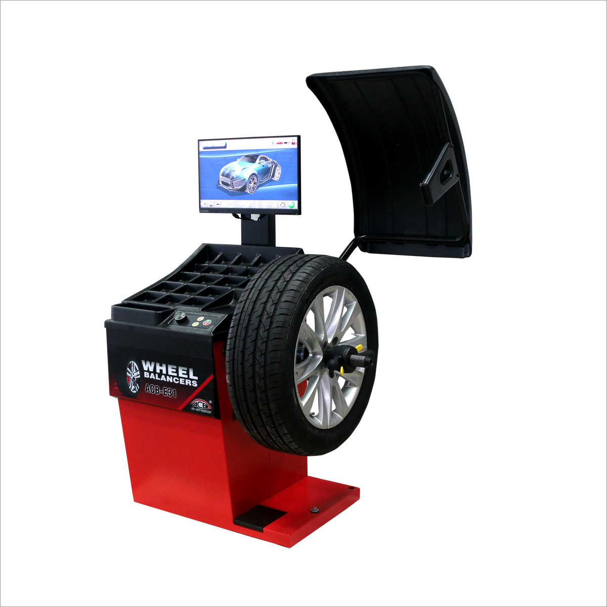 ACE Wheel Balancer ACB-E31 – LCD Display, Nut Lock, 10"-32" Rim, automatic locating and locking position, laser indicator for 12o'clock and 6o'clock position