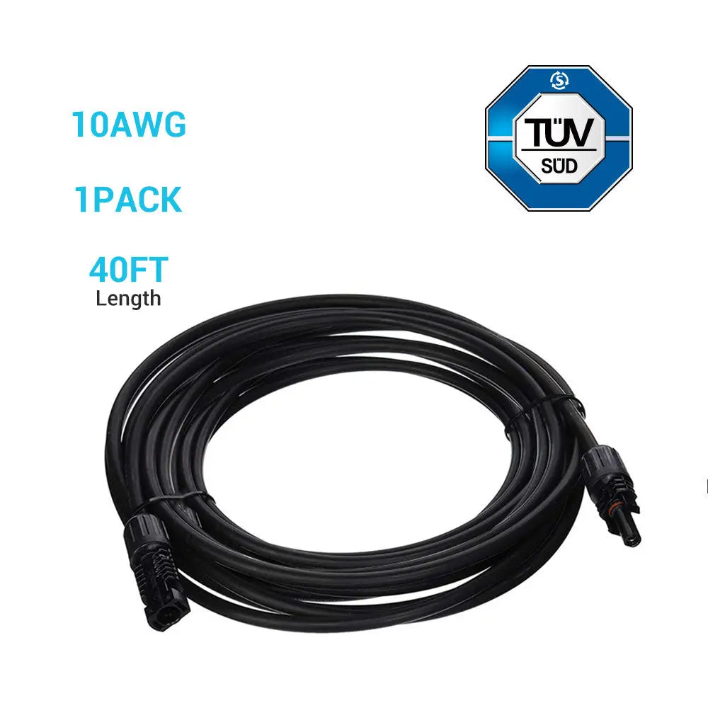 Solar Panel Extension Cable with Male to Female Solar Connectors (Single)