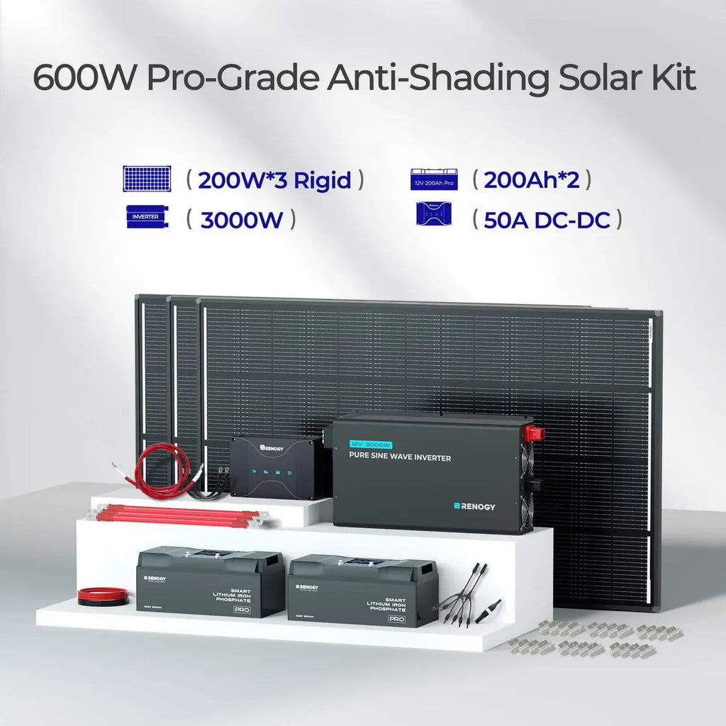 600W 12V ShadowFlux™ Solar Panel Kit with 5.12kWh Battery