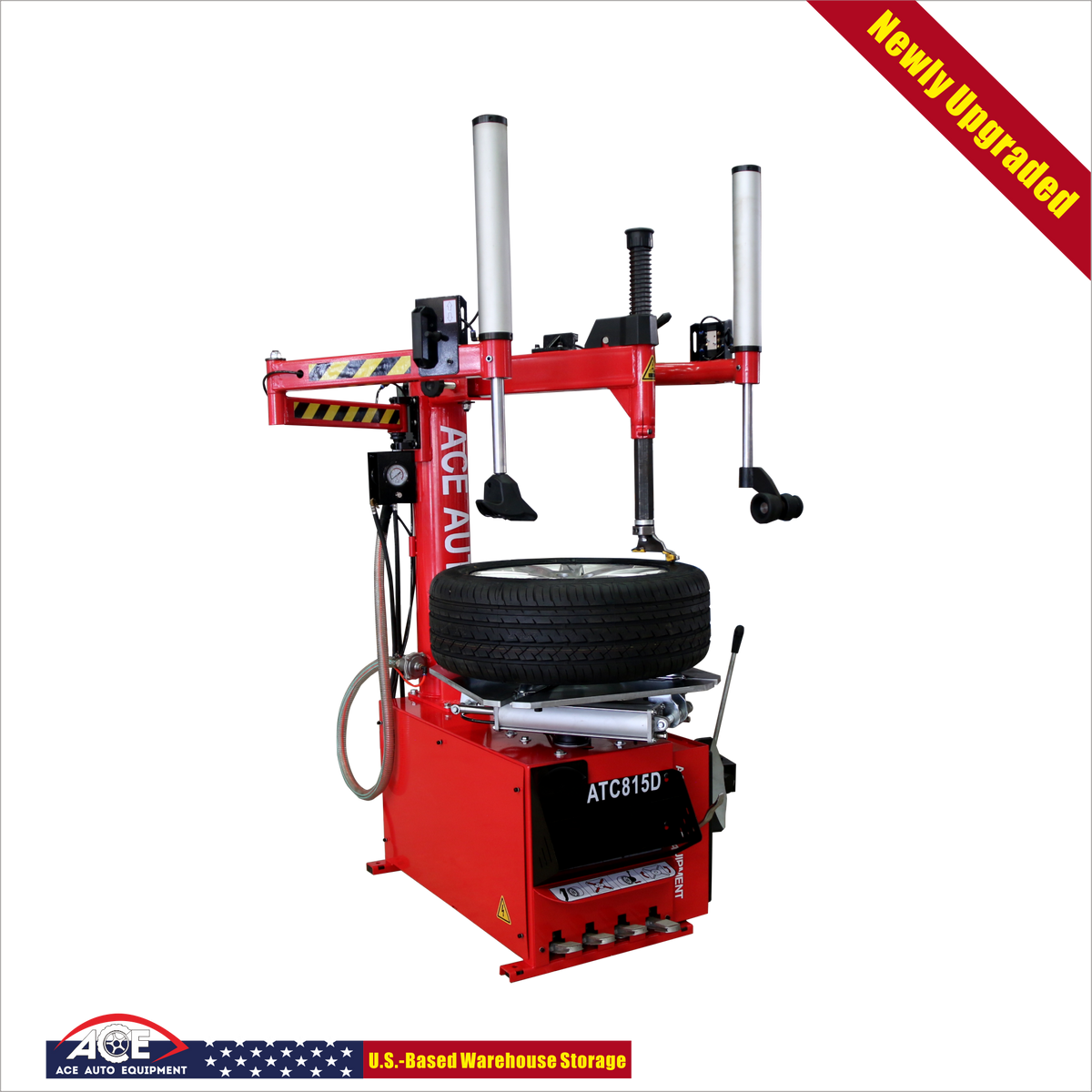 ACE Tire Changer ATC-815D – Dual Pneumatic Assist, 49" Max Wheel 2.0HP Motor Clamping outside 24" rim