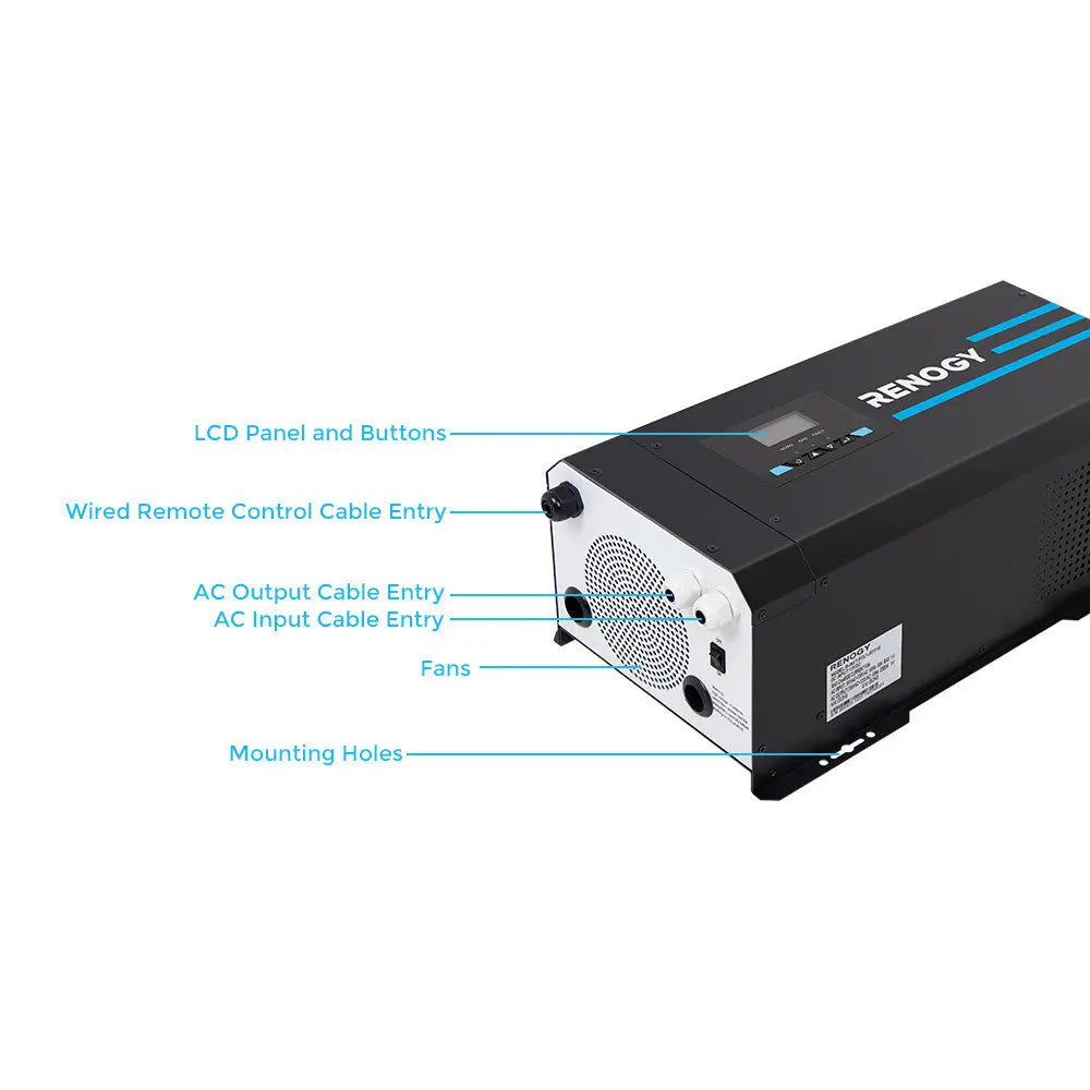 Refurbished 3000W 12V Pure Sine Wave Inverter Charger w/ LCD Display