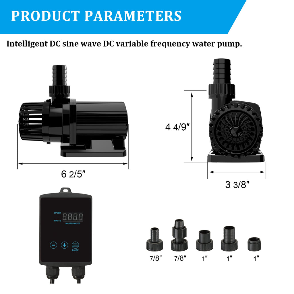 Aqua Dream 1056 GPH External & Submersible Water Pump 40W Variable Frequency with External Controller