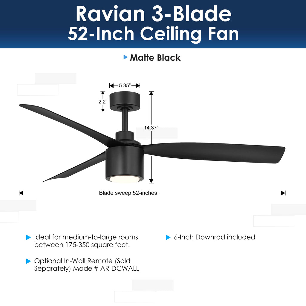 RAVIAN® 52" 3-Blade Ceiling Fan