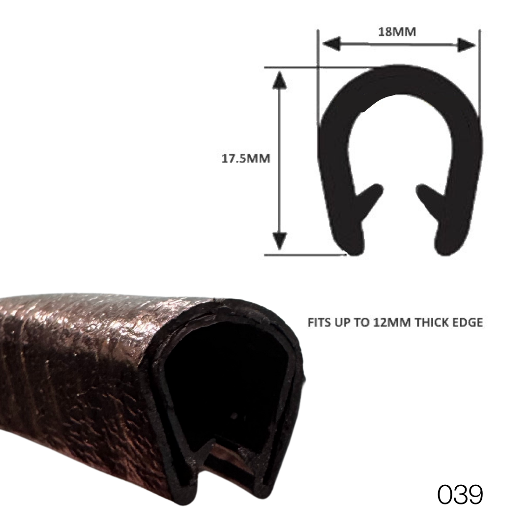 TSEC039 Heavy Duty PVC Edge Trim with Steel Carrier – 10mm–12mm Panel Fit