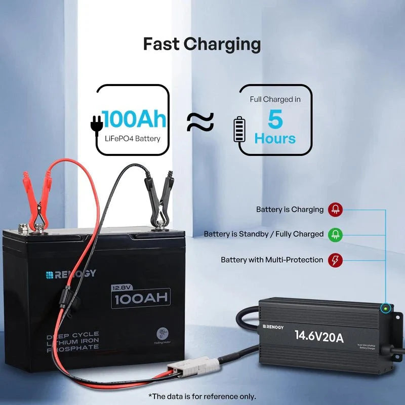 Renogy 12V 20A AC-to-DC LFP Portable Battery Charger