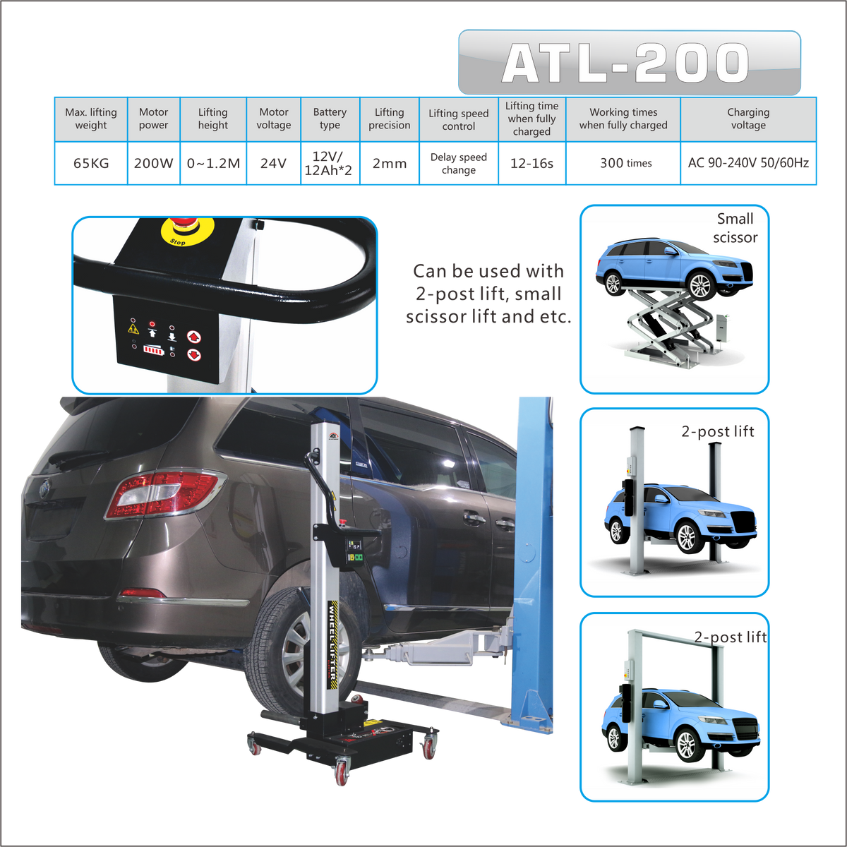 ACE Wheel Lifter ATL-200 – 65KG Electric Lift for Balancer
