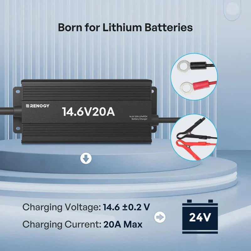 Renogy 12V 20A AC-to-DC LFP Portable Battery Charger