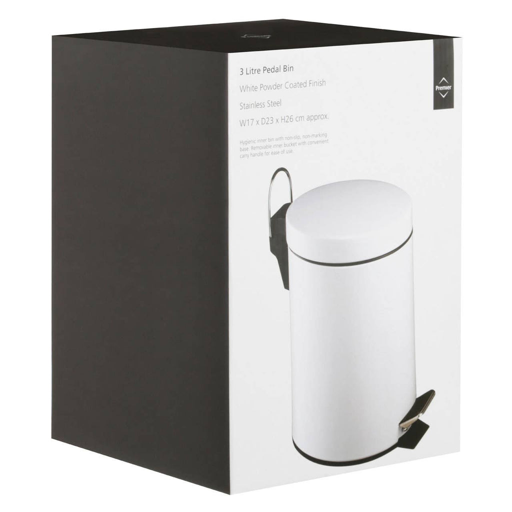Parker 3 Ltr White Pedal Bin