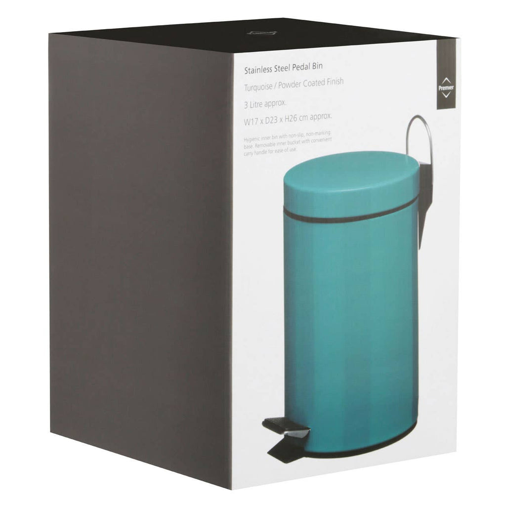 3 LtrTurquoise Pedal Bin
