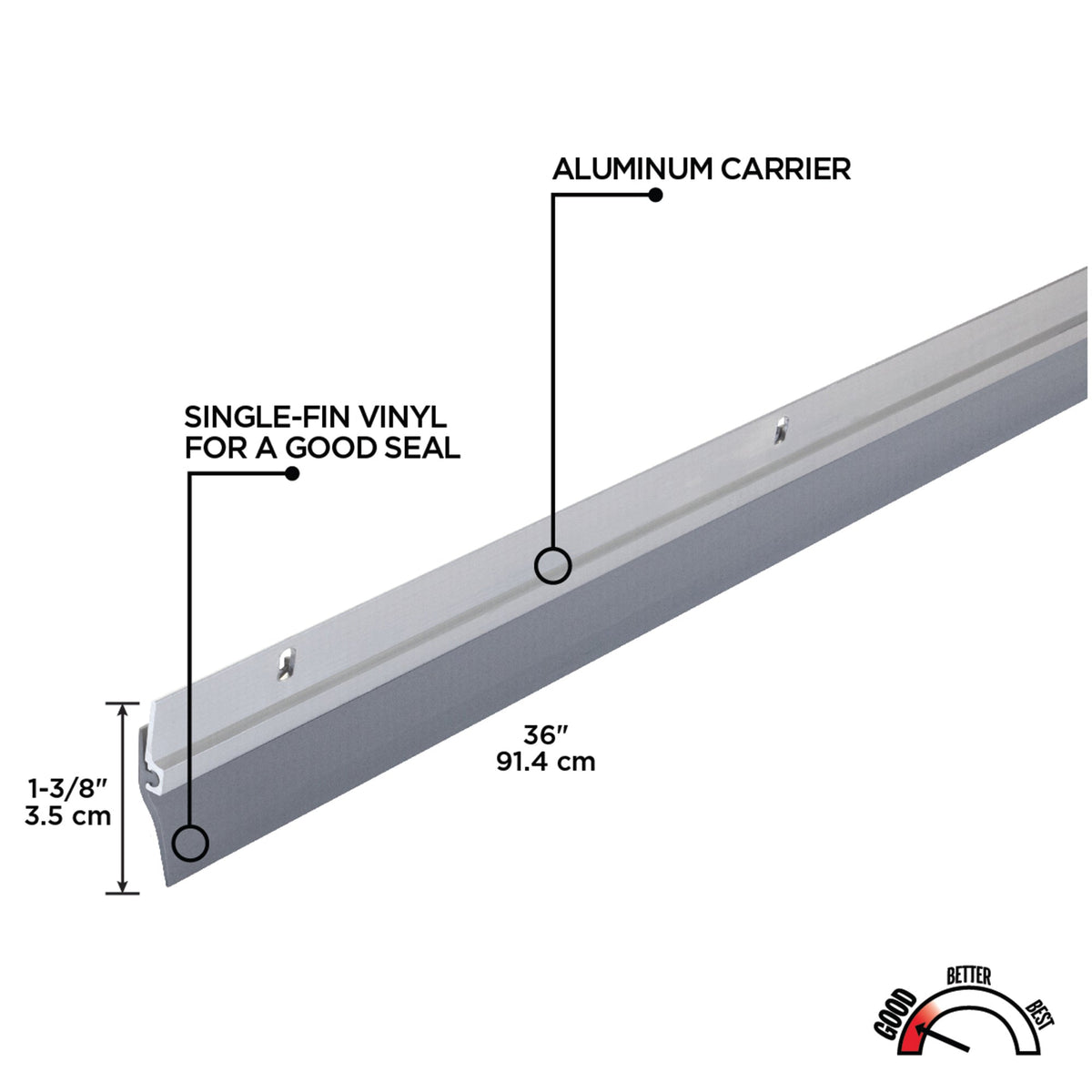 36 in. Aluminum and Vinyl Standard Screw-on Door Sweep