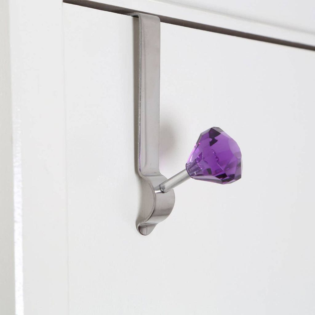 Over Door Purple Diamante Single Hook