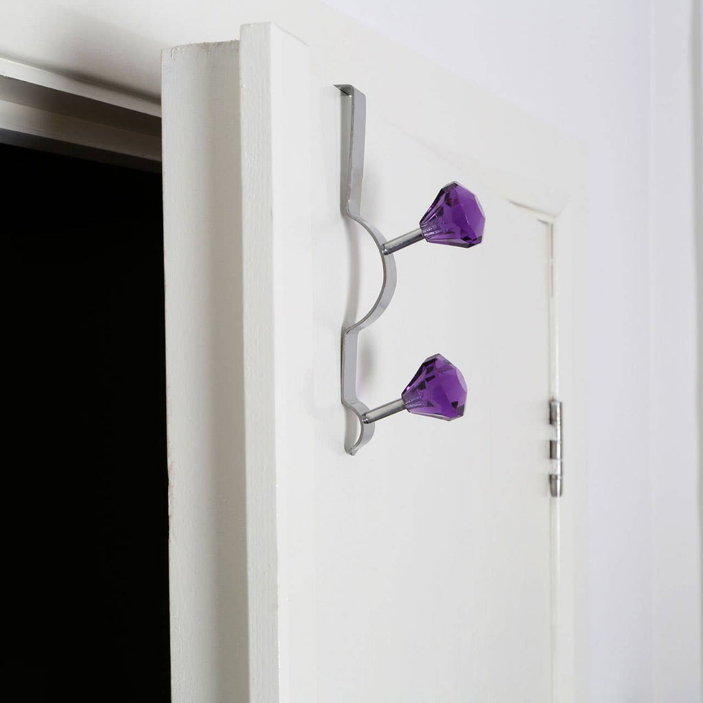 Over Door Purple Diamantes Double Hook