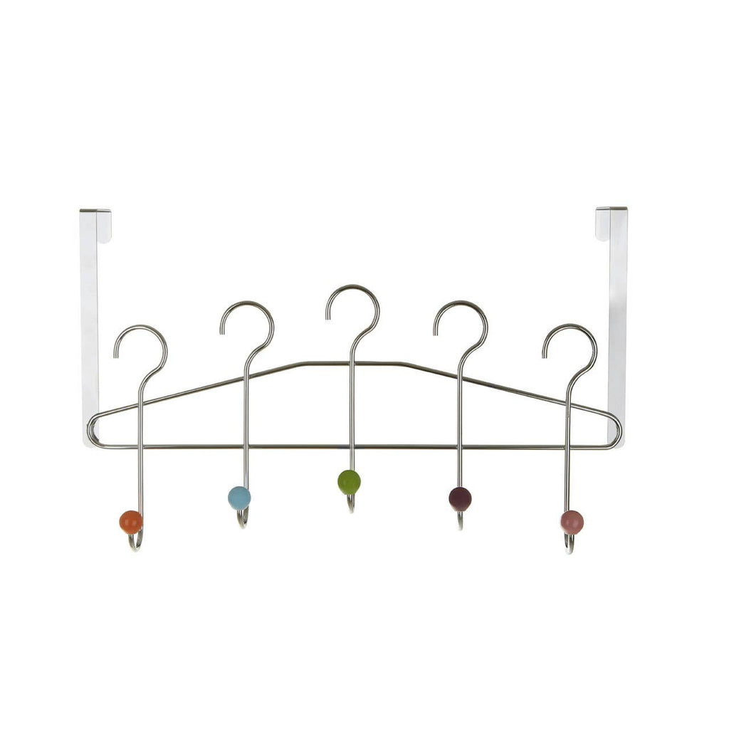 Multicoloured 5 Hook Over Door Hanger