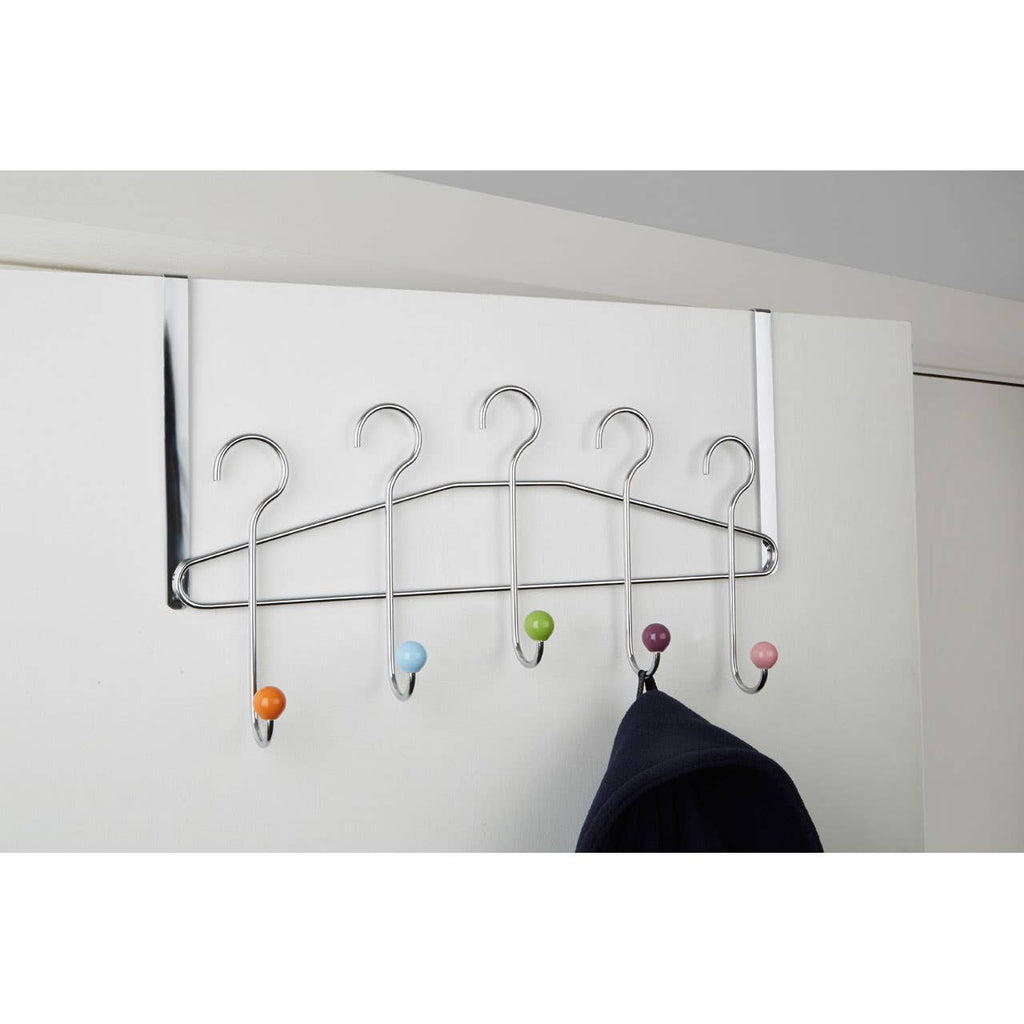 Multicoloured 5 Hook Over Door Hanger