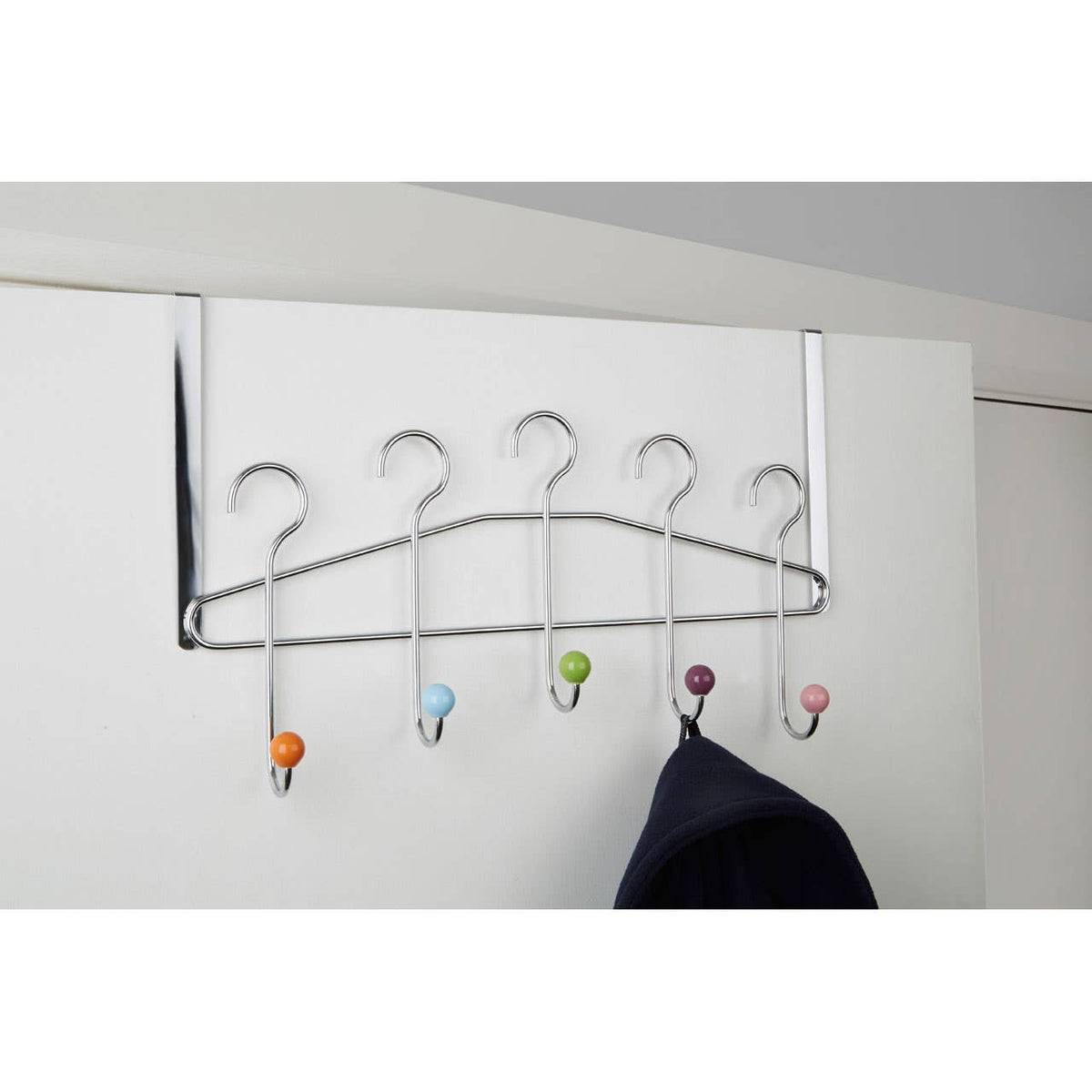 Multicoloured 5 Hook Over Door Hanger