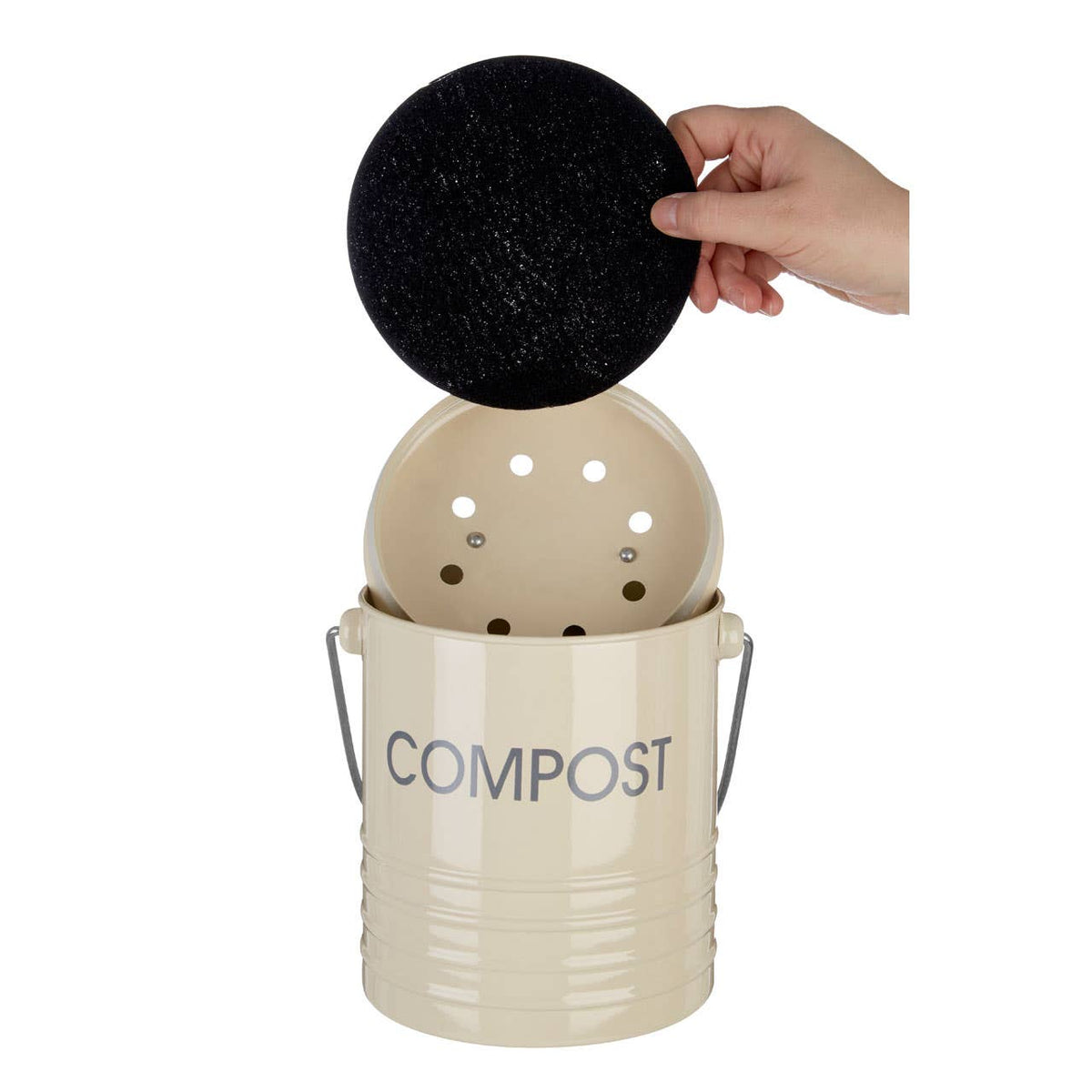 Cream Compost Bin with Handle