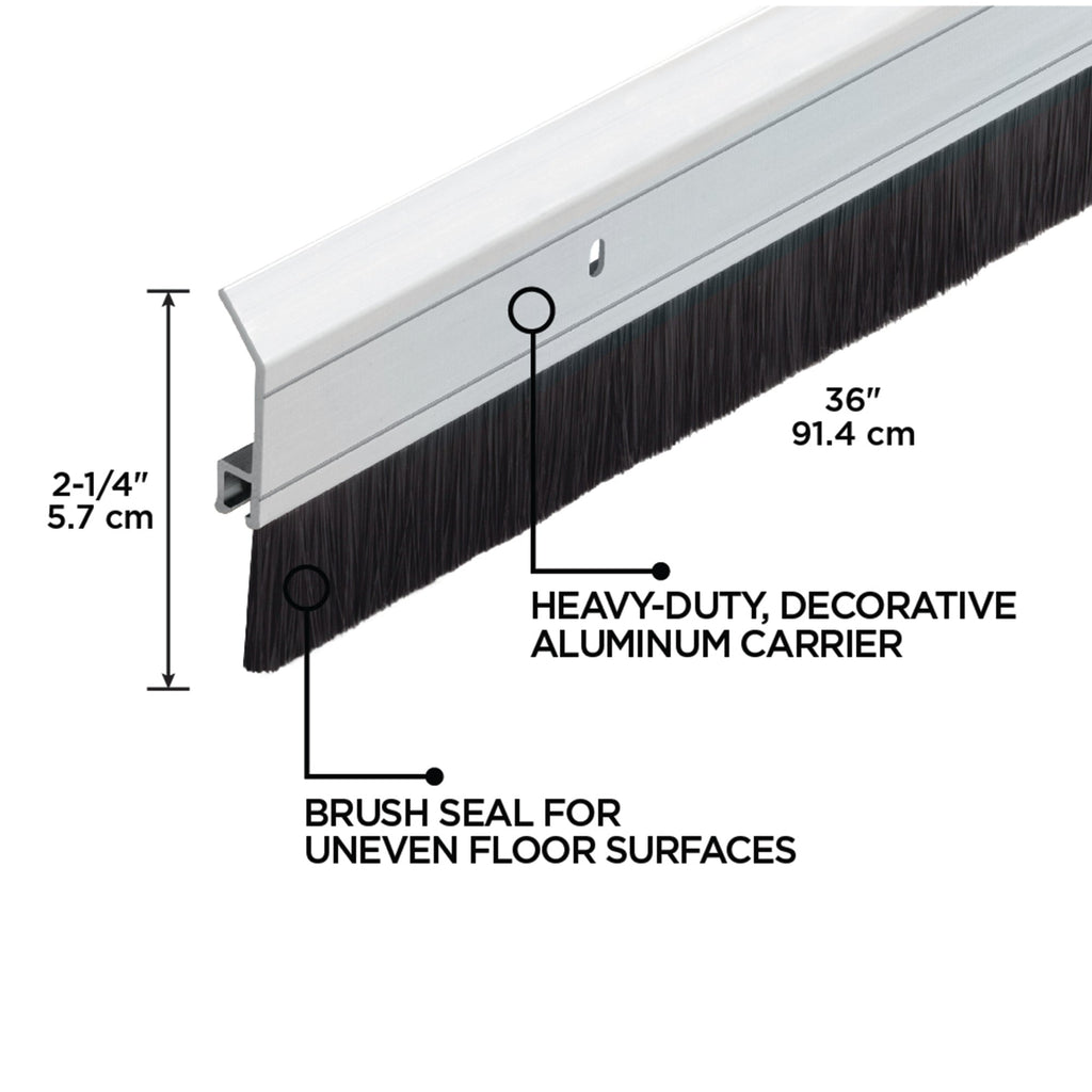 36 in. Silver Aluminum with Brush Screw-on Door Sweep