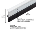 36 in. Silver Aluminum with Brush Screw-on Door Sweep