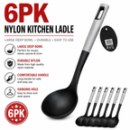 6PK Nylon Kitchen Ladle Large Soup Spoon Deep Serving Cooking Utensils Black