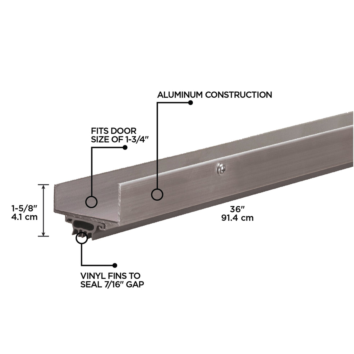 36 in. Silver Aluminum U-Shape Screw-on Under Door Seal
