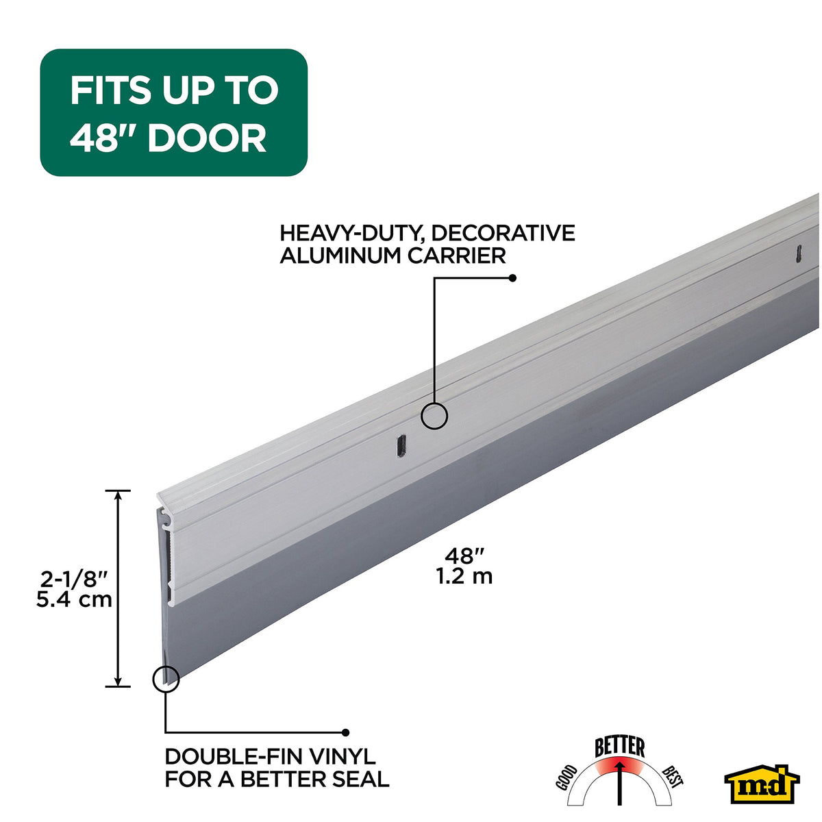 Aluminum and Vinyl Heavy-duty Screw-on Door Sweep