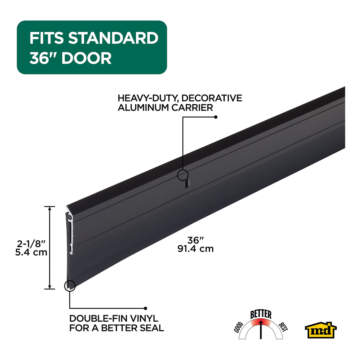 Aluminum and Vinyl Heavy-duty Screw-on Door Sweep