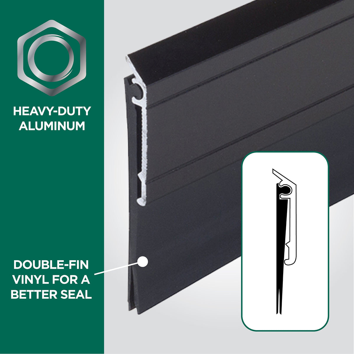 Aluminum and Vinyl Heavy-duty Screw-on Door Sweep