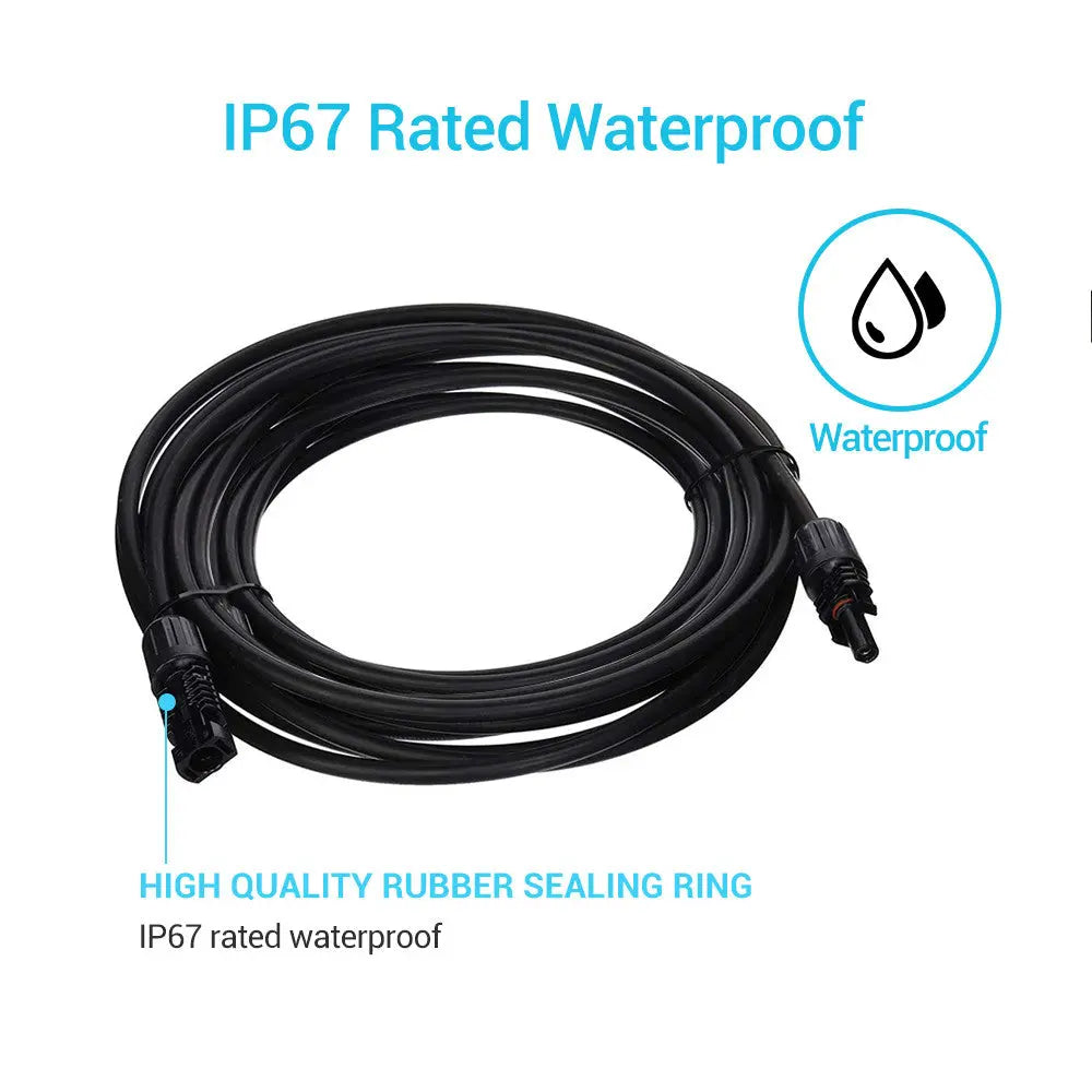 Solar Panel Extension Cable with Male to Female Solar Connectors (Single)