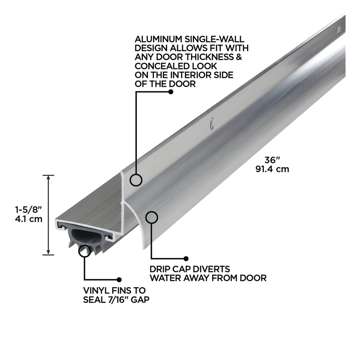 36 in. Aluminum L-Shape Screw-on Under Door Seal