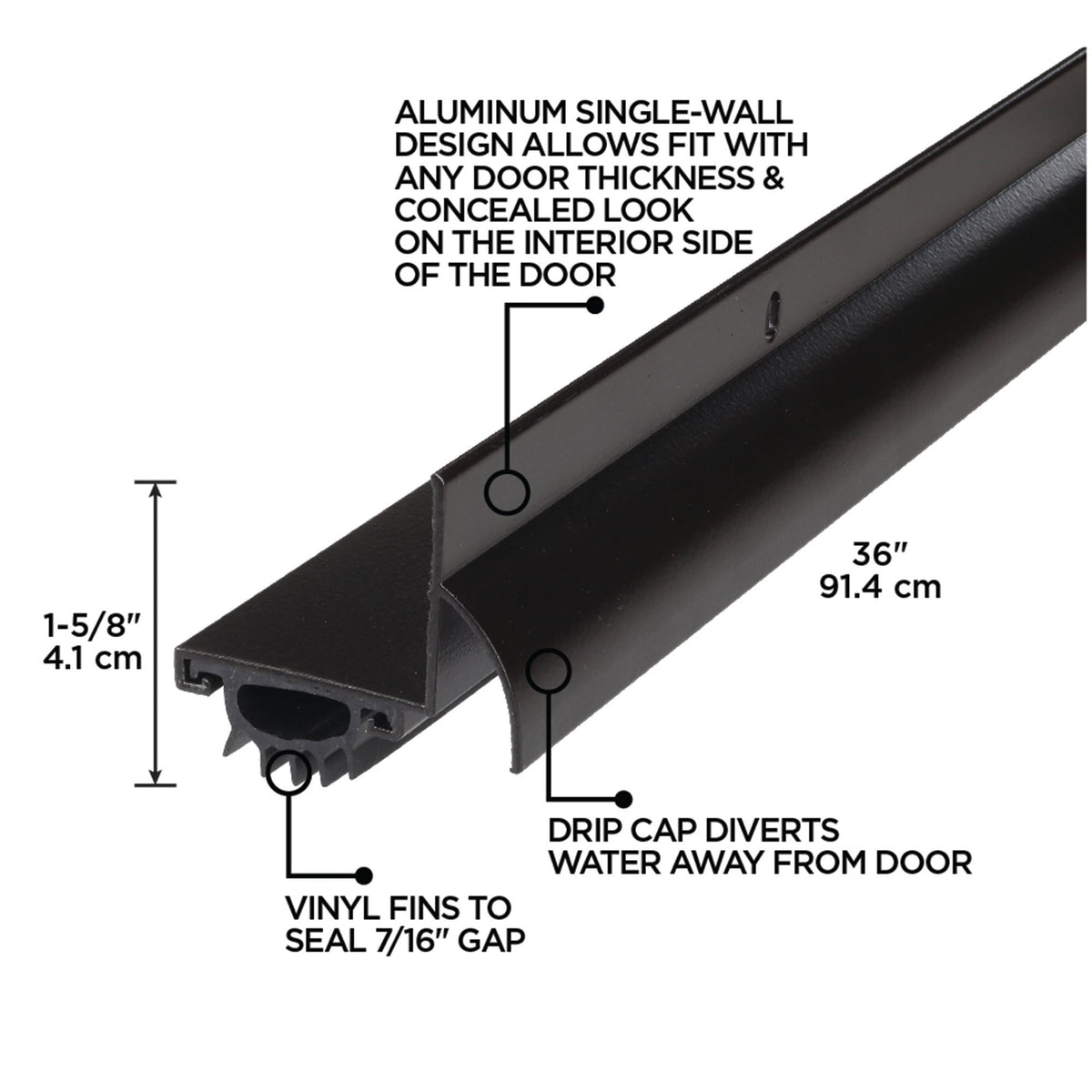 36 in. Aluminum L-Shape Screw-on Under Door Seal
