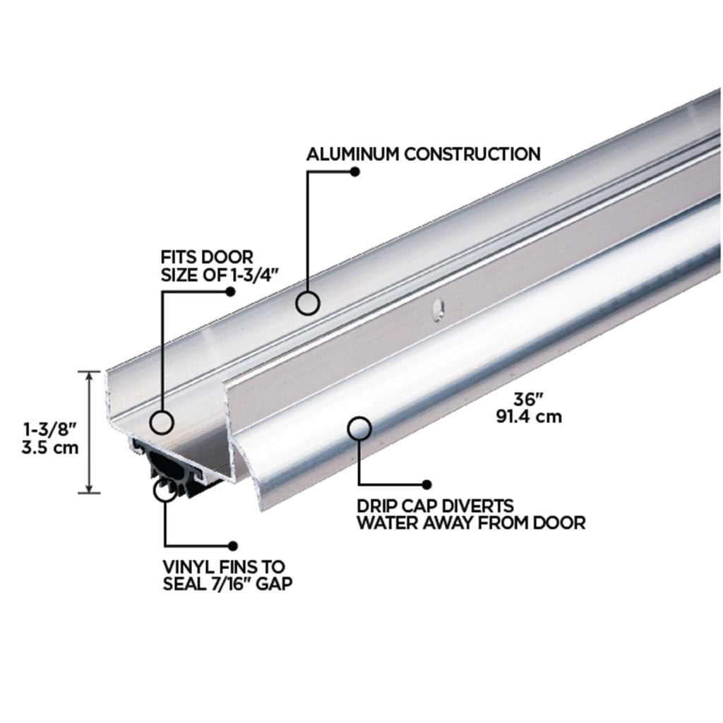 36 in. Aluminum U-Shape Screw-on Under Door Seal