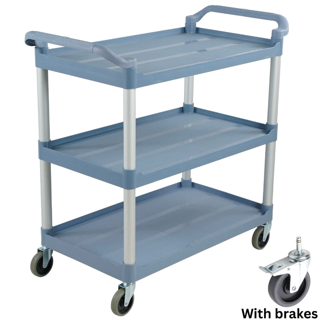 3 Tier Heavy Duty Utility Service Cart Trolley on Wheels Kitchen Office Grey Large