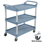 3 Tier Heavy Duty Utility Service Cart Trolley on Wheels Kitchen Office Grey Large