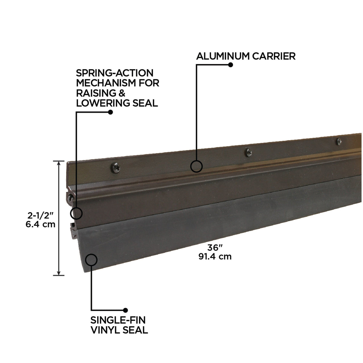 36 in. Aluminum and Vinyl Flex-O-Matic Screw-on Door Sweep