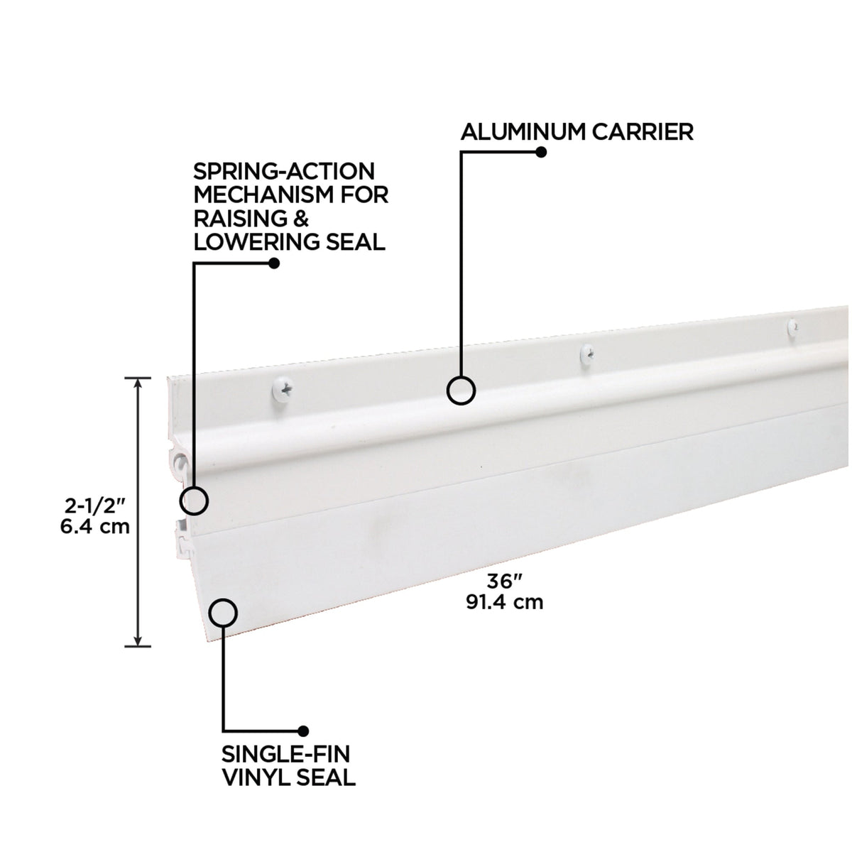 36 in. Aluminum and Vinyl Flex-O-Matic Screw-on Door Sweep