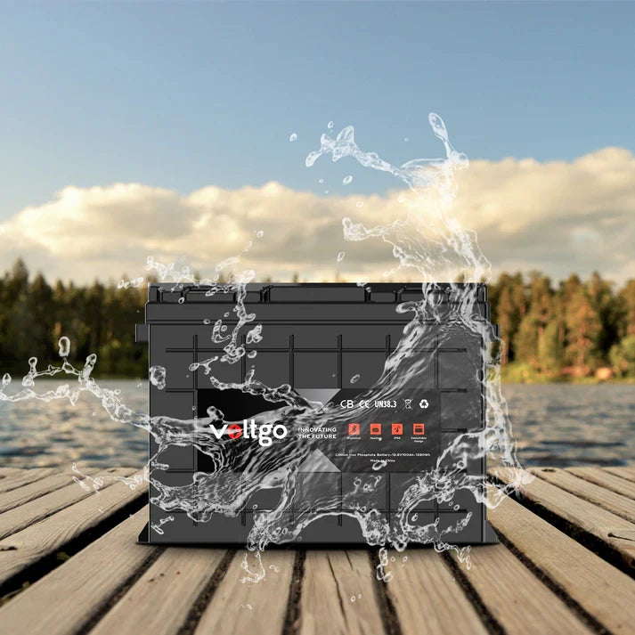VoltGo Elite Series 12.8V 100Ah LiFePO₄ Battery With Bluetooth IP65 VLRV1280A