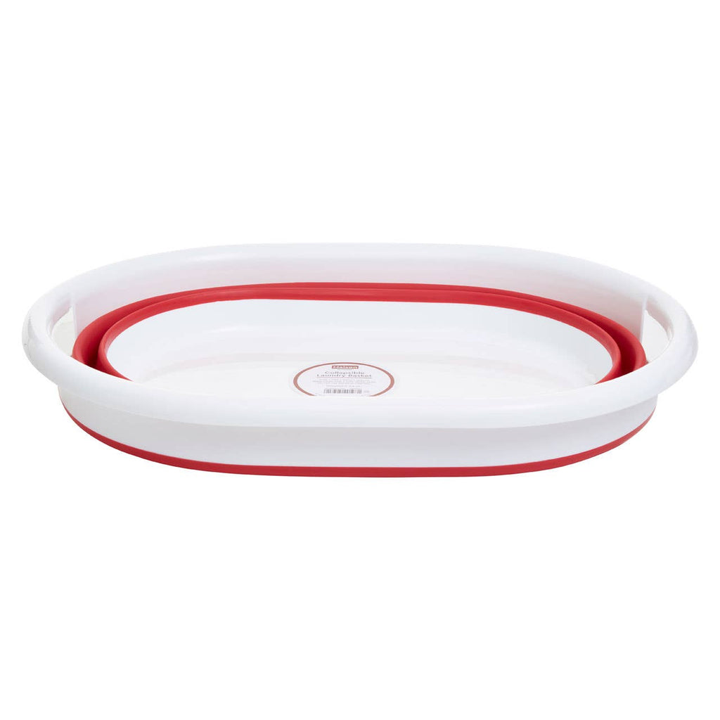 Collapsible Red White Laundry Basket