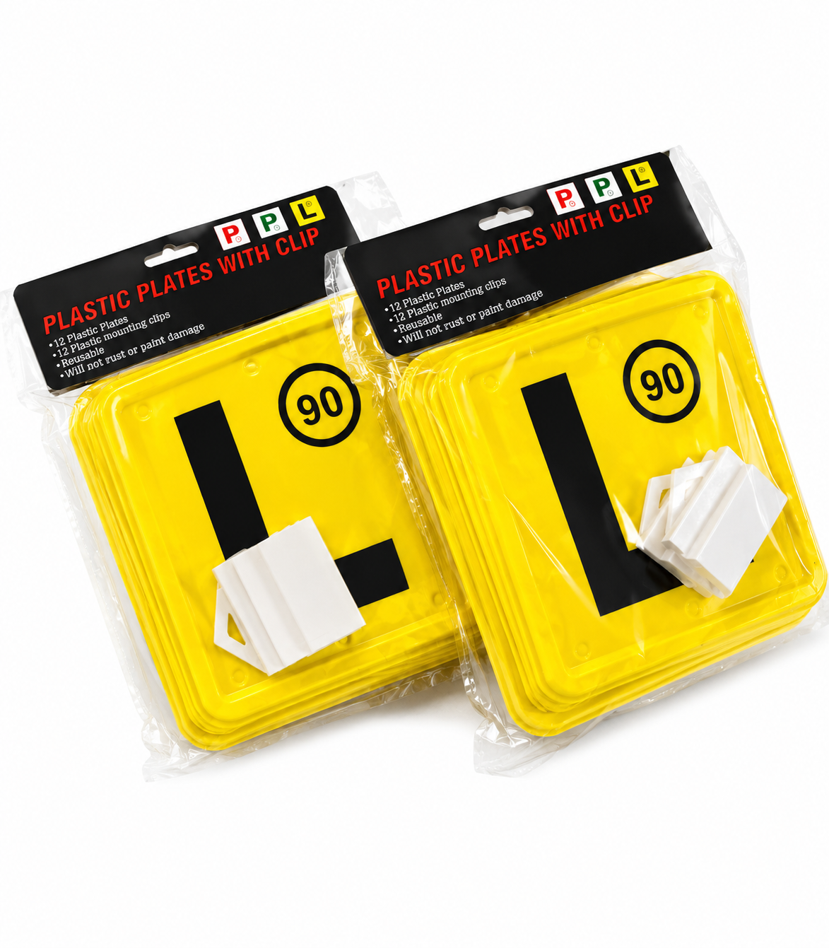12x L Plates + 12x Clips Learner Driver Car Plates Reusable 14cm NSW AU