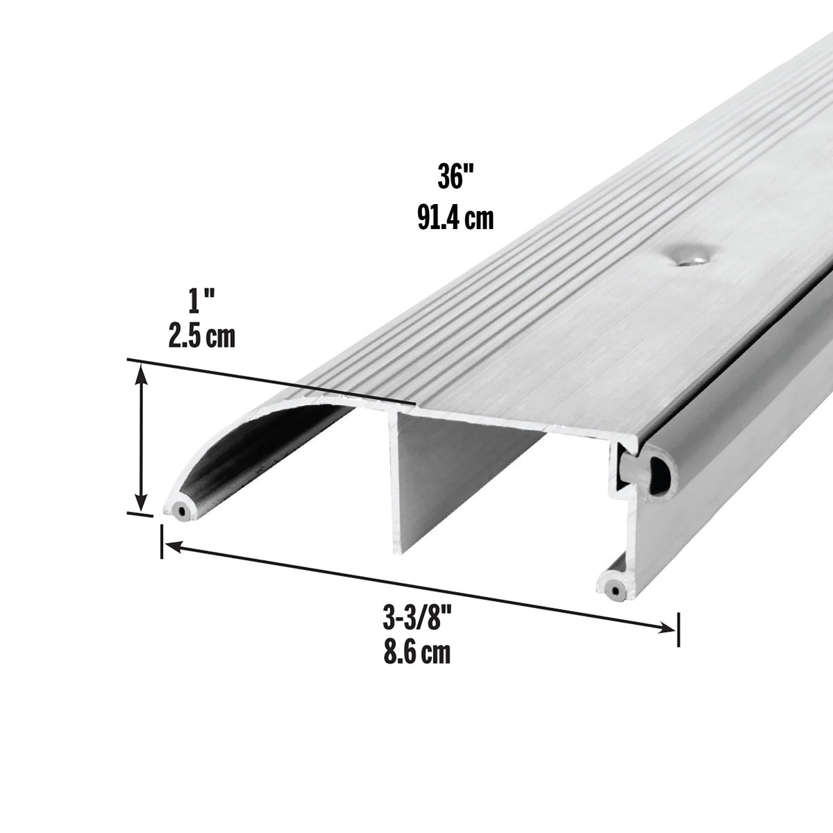 3-3/8 in. x 1 in. Aluminum and Vinyl High-Profile Outswing Door Threshold