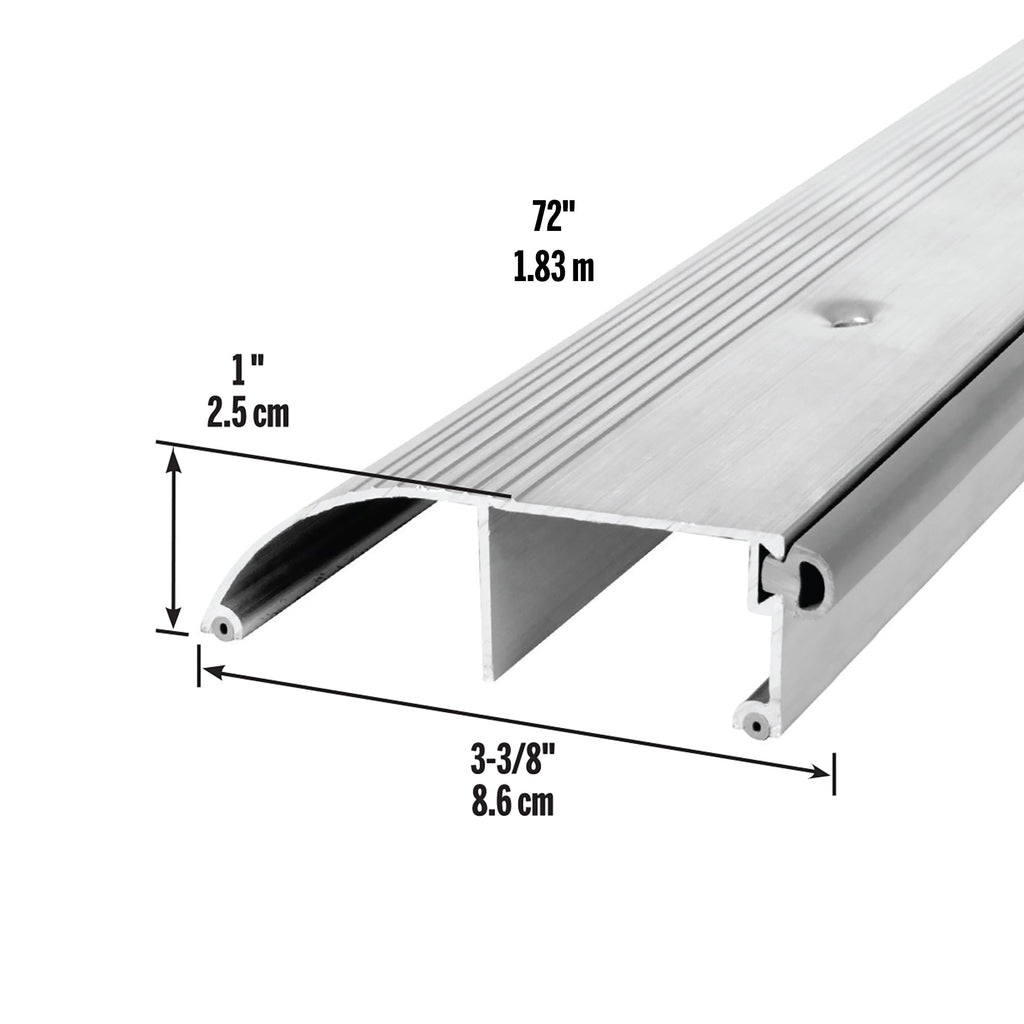 3-3/8 in. x 1 in. Aluminum and Vinyl High-Profile Outswing Door Threshold