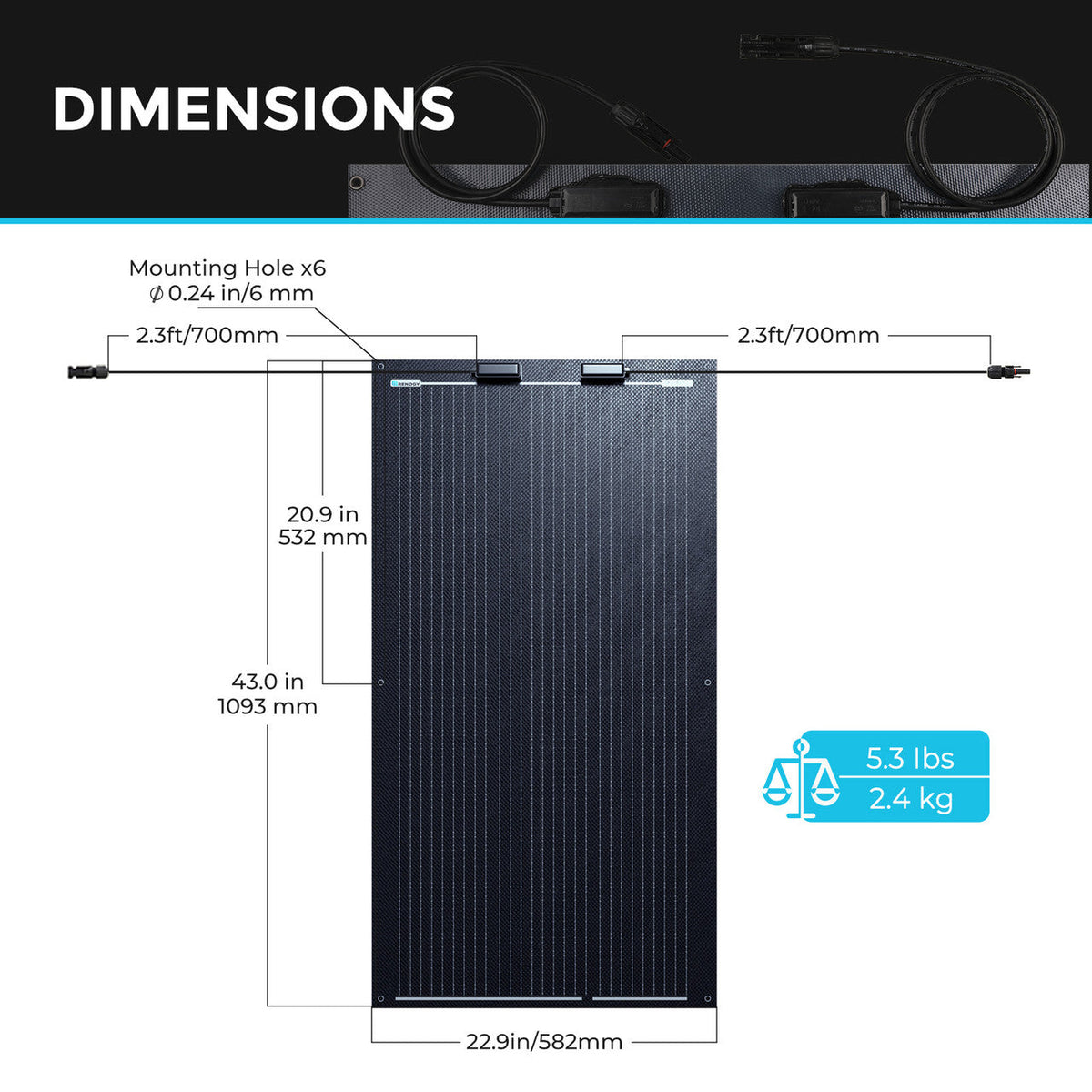 100W Lightweight Flexible Solar Panel（Black Division）